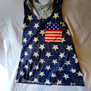 Women American Flag Patch Pocket Camouflage Tank Top
